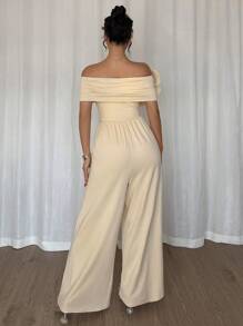 SHEIN ChicEase 优雅性感 3D 花卉女式连体裤 - 杏色 - 查看 2