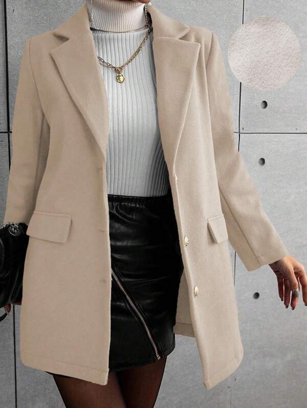 EMERY ROSE Ladies' Notched Collar Single Breasted Overcoat