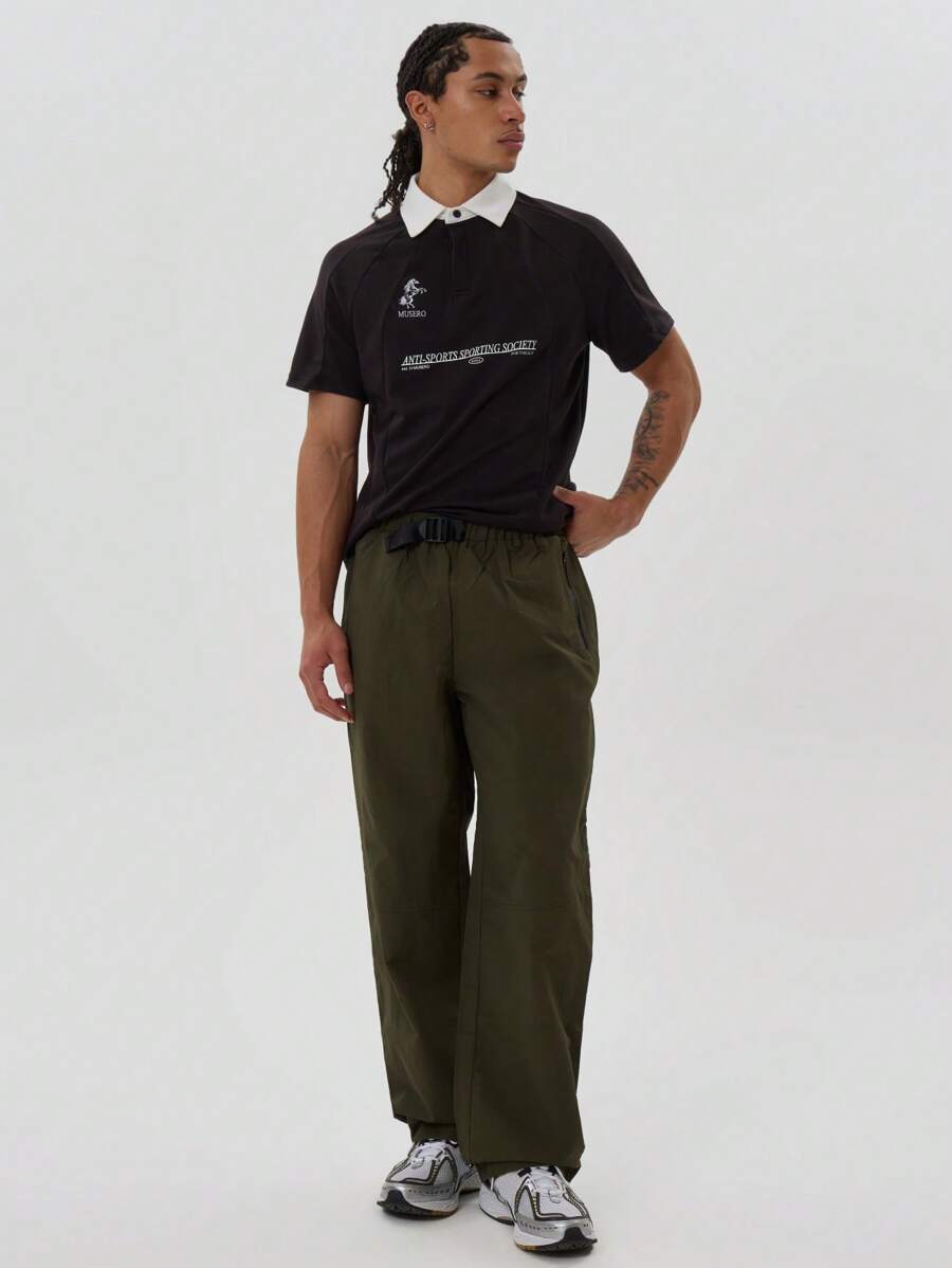 Musero Woven Cargo Trousers - Dark Green - View 1