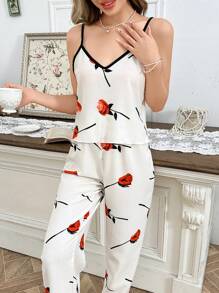 CottageSlumber Pyjamaset met bloemenprint, V-hals, hemdje en broek
