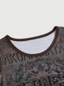 ROMWE Hippie Y2K 嬉皮宝贝肖像图案 T 恤