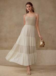 MOTF CONTRAST CHIFFON RUFFLE HEM DRESS