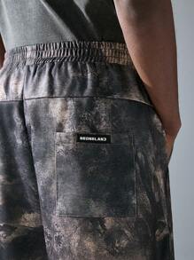 NEON BLANC Pantalones cortos de hombre con estampado y bordado de moda callejera - Marrón - Ver 5