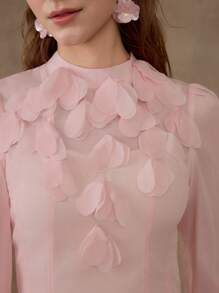 MOTF PREMIUM APPLIQUES RUFFLE HEM DRESS - Pink - View 2