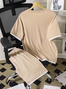 SHEIN 2pcs/Set Teens Letter Print Round Neck Short Sleeve T-Shirt And Casual Sports Shorts Set