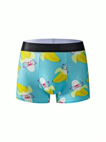 Happy Jammies 5pcs/Set Men's Banana Print Comfortable Casual Boxer Brief Underwear