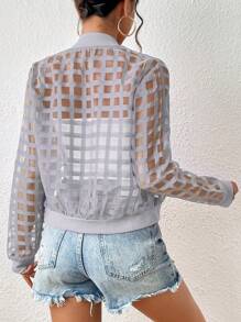 SHEIN LUNE Giacca casual e minimalista in rete trasparente a quadri