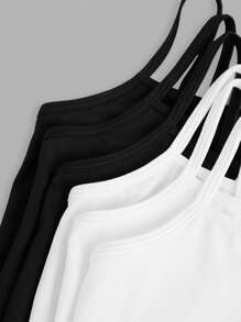 6pcs/Set Young Girl's Simple & Comfortable Camisole Underwear Set - Black and White - View 16