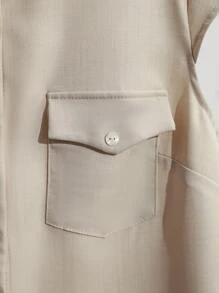 SHEIN Unity Casual Simple Apricot Single Breasted Pocket Shirt - Apricot - View 5
