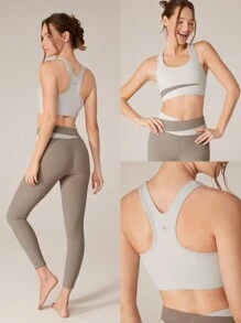 GLOWMODE FeatherFit™-Sculpt Two-Tone Sports Bra Medium Impact Workout Daily Gym