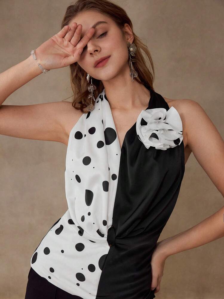 STEREO FLORAL POLKA DOT TOP