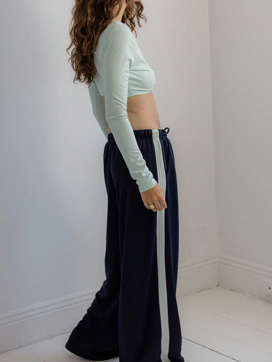 Aralina Leisurewear Wide-Leg Drawstring Casual Lounge Pants - Dark Green - View 1