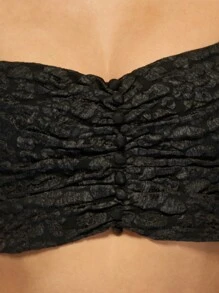 MISSGUIDED Designer Corset Top Ruched Button Front Square Neck Sleeveless Textured Party Club Night Out Cropped Fashion Top Evening Wear Date Night - Black - View 4