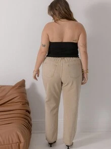 Aralina Curve Western Country Cowgirl Slim Fit Denim Jeans - Beige - View 2