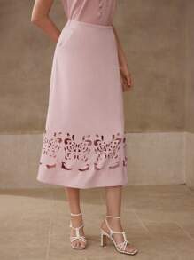 MOTF PREMIUM HOLLOW OUT A LINE SKIRT - Pink - View 6