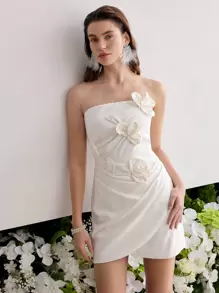 MOTF Soiréza VÁY ỐNG COCKTAIL VÁ HOA - Màu be - Xem 1
