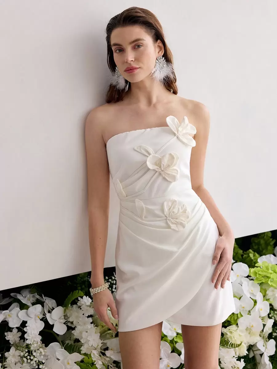 MOTF Soiréza VÁY ỐNG COCKTAIL VÁ HOA - Màu be - Xem 1