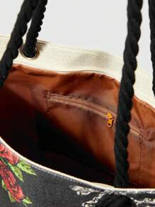 ROMWE Goth 女士简约拉链单肩包，休闲日常收纳包