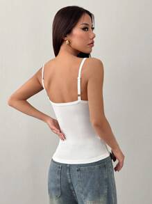 Chiquease Camiseta de tirantes finos acanalada de ajuste ceñido informal para mujer