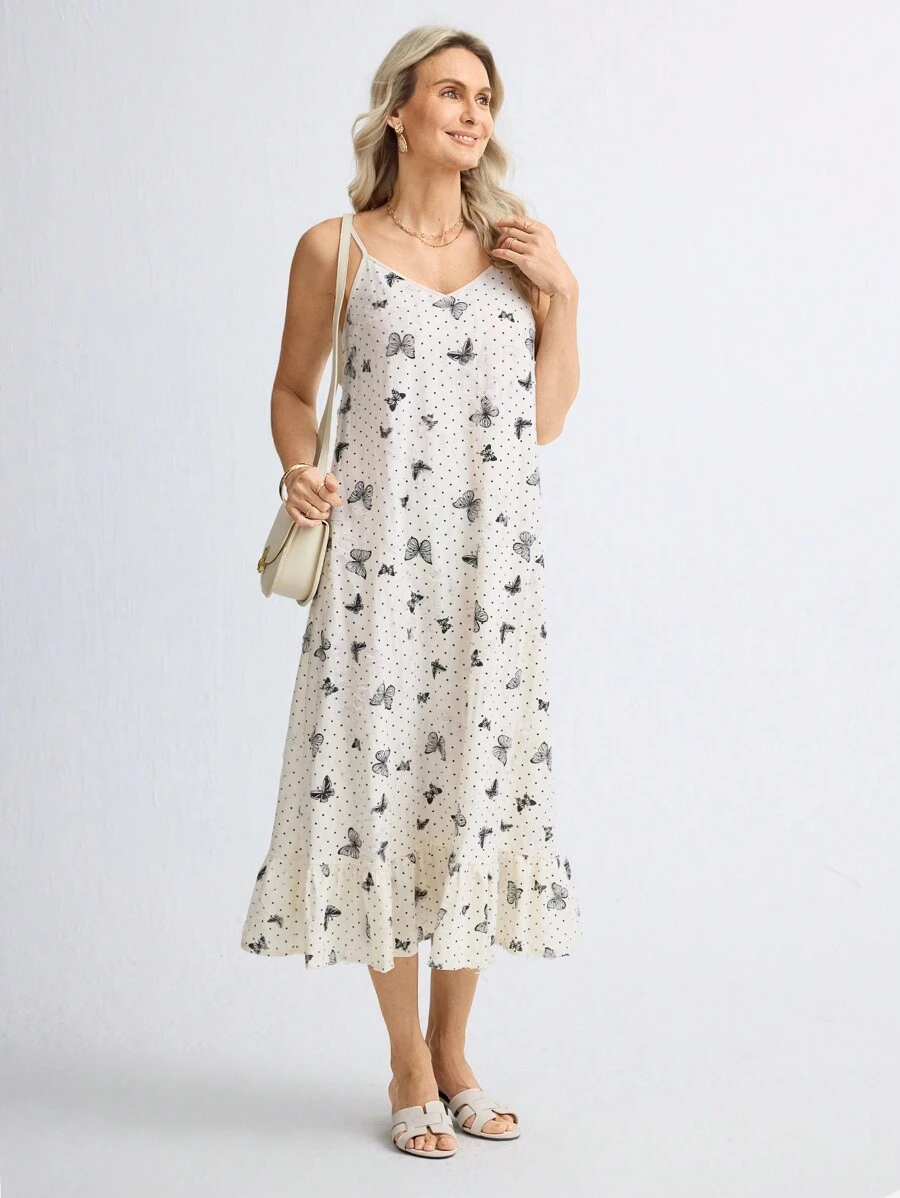 SHEIN LUNE Women's Minimalist Mid-Length Casual Slip Dress, Everyday Wear - White - View 1