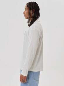 Musero Long Sleeve Crew Neck Embroided Patch Detailing Regular Fit Tshirt Top SPRING SUMMER Essentials - Black - View 2