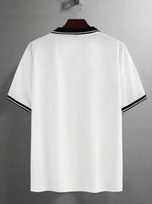 Manfinity Homme Plus Size Men's Casual Simple Colorblock Trim Polo Shirt