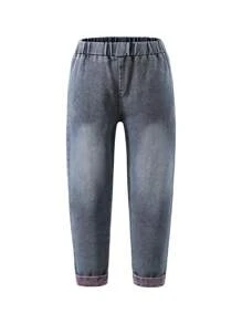 1 quần jeans denim giặt thêu họa tiết xanh tím thời trang thường ngày cho bé gái, đa năng để mặc hàng ngày, mùa hè - Màu xanh lam - Xem 2
