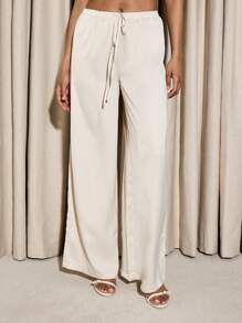 AiiRZ Conjunto de top corto y pantalón palazzo estilo teddy lujoso - Conjunto de dos piezas acogedor y esponjoso para vestir en fiestas, eventos, vacaciones y salidas - Blanco - Ver 7