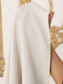 Manfinity VCAY 男士休闲宽松短袖半襟编织衬衫，时尚与日常穿着 - 杏色 - 查看 3