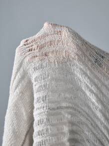 NEON BLANC Áo len cổ tròn thêu rỗng màu xám thời trang đường phố dành cho nam, dành cho mùa thu đông - Xám - Xem 7