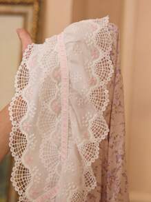 2件套加大码碎花蕾丝拼接吊带连衣裙和睡袍睡衣套装，秋冬服装