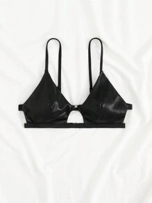 Swim SXY 女款夏季海灘假期純色中空比基尼上衣，適用於游泳池 - 黑色 - 查看 6