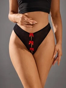 1pc Women's Valentine's Day Lace Embroidery Butterfly Sexy Open Crotch Panties