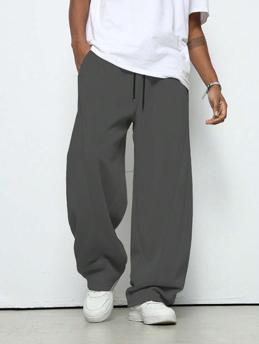 Claim Dot Pantaloni casual da uomo con lacci frontali e tasche, adatti per l'uso quotidiano, pantaloni larghi e morbidi da uomo, pantaloni ampi da uomo