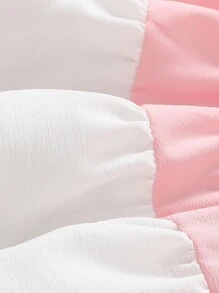 Baby Girl Contrast Color Cute Summer Suspender Dress And Floral Decoration Bag