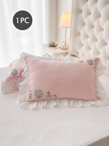 1 件涤纶刺绣荷叶边信封枕套，无内衬 - 彩色 - 查看 2