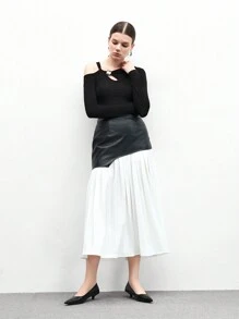 CUCCOO BIZCHIC 女士尖头低跟粗跟鳄鱼压纹黑色高跟鞋，优雅的办公服装和复古别致的服装，时尚 - 黑色 - 查看 5