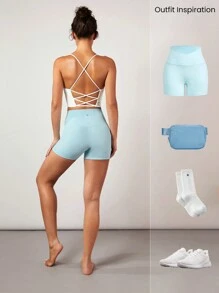 GLOWMODE FeatherFit™ Crisscross Back Loneline Sports Bra Tank Top Light Support Low Impact Yoga Daily Gym