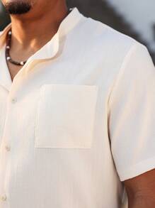 Manfinity RSRT Plus Size Men's Casual Shirt & Shorts Set, Minimalist & Stylish For Daily Wear