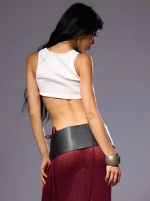 MUSERA 性感超短款警告！I Bite 上衣，休闲性感海滩度假伊比沙岛图案背心，适合节日外出、夜店、春夏假期穿着。 - 白色 - 查看 3