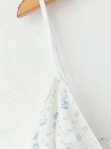 Flirla Plus Size Sweet Embroidered Ditsy Floral Camisole - Blue - View 4