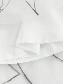 SHEIN Falda de malla con capas y flores blancas para niñas preadolescentes, elegante para combinar con camisetas o blusas, versátil para fiestas y uso diario - Blanco - Ver 5