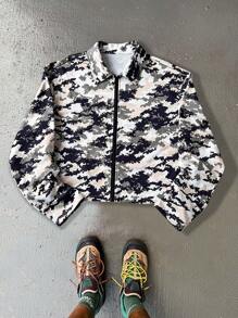 Manfinity EMRG Men's Camouflage Print Long Sleeve Short Jacket - Multicolor - View 1