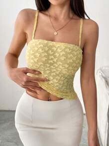 Chiquease Camiseta de tirantes ajustada con textura y corte para mujer de color liso