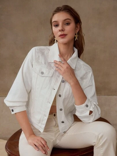 MOTF PREMIUM 刺绣纽扣牛仔夹克