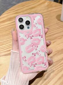 ROMWE Kawaii Lipstick Print Bow Design Phone Case Compatible With Iphone - Multicolor - View 4