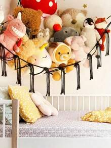 1pc Large Boho Stuffed Animals Net Or Hammock, Toy Hammock, Stuff Animal Storage Corner Hanging Net Holder, Mesh Hammock Plush Toy Hanging Storage With Tassel Hooks For Bedroom Decorations Autumn Decor Festival Decor Room Decor Home Decor Fall Spring Decor Bedroom Decor