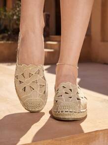 Styleloop Cuccoo Women's Flat Round Toe Woven Loafers - Khaki - View 5