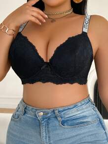 Plus Size Women's Elegant Lace Rhinestone Embellished Lingerie
