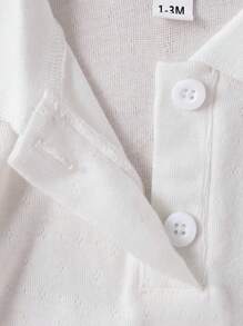 Souflis Souflis Baby Girl Simple Lapel Open Crotch Ruffle Sleeve Bodysuit, Cute & Fresh For Summer - White - View 4